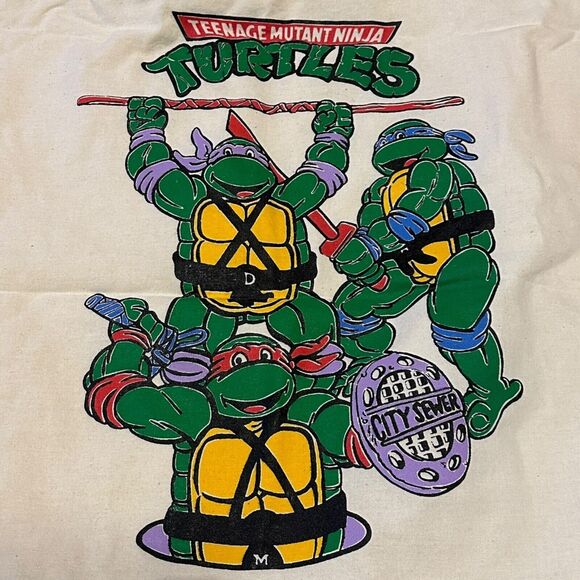 Vtg 1980’s TMNT Teenage Mutant Ninja Turtles Canvas Cloth Laundry Utility Bag - Picture 2 of 6